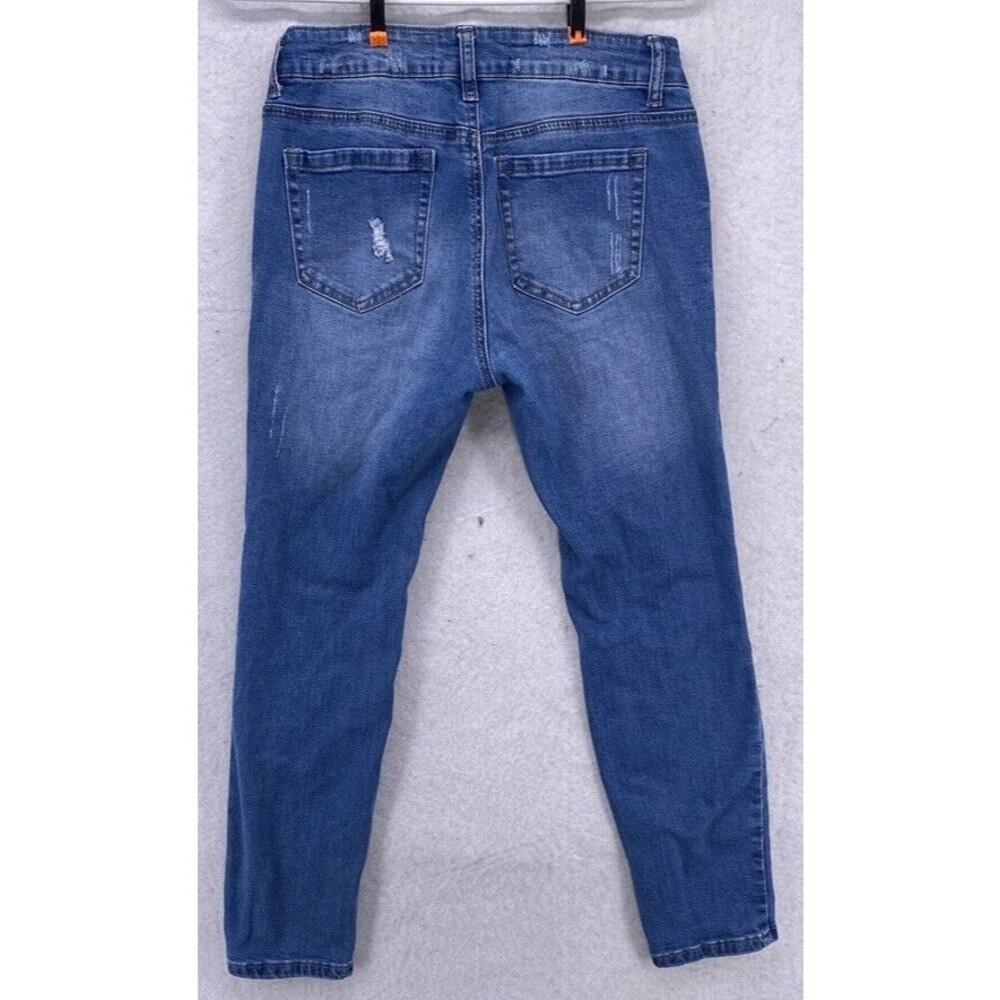 Wax Jean Los Angeles Distressed Skinny Jeans Womens 28 Blue Ripped Stretch Denim - Picture 11 of 15